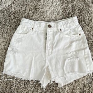 Pacsun high rise white denim shorts